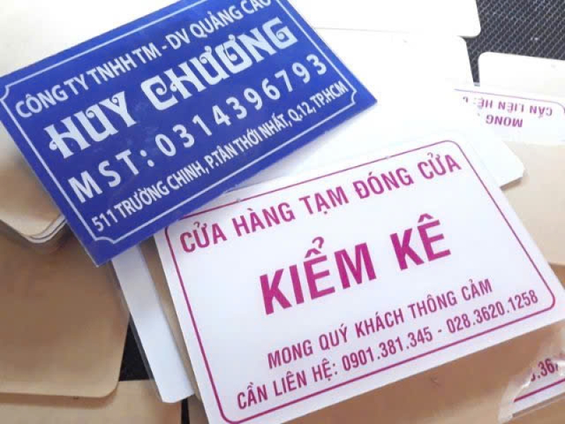 Bảng số nhà, bảng tên công ty mica dán decal